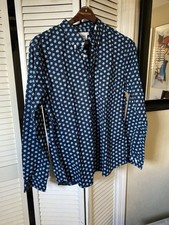 Goodfellow  Co Blue Floral Slim Fit Button-Up Shirt Size L Cotton Spandex