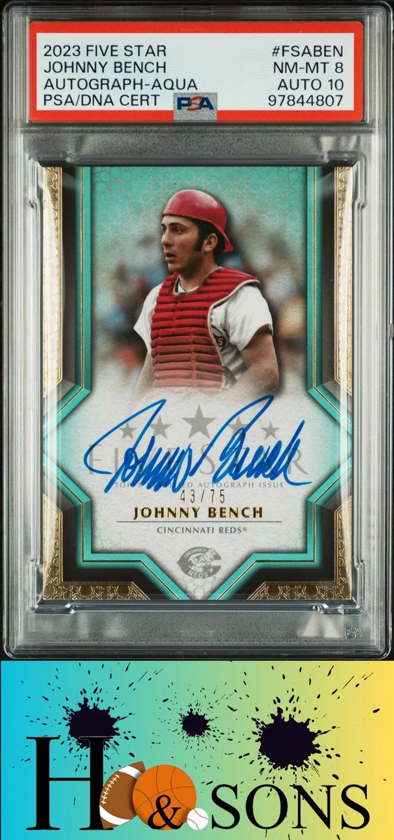 Topps Johnny Bench Cincinnati Reds Baseball Autographed Sports