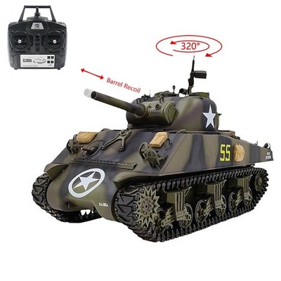 HengLong 1/16 M4A3 Sherman3898 RC Panzer RTR Laufrückstoß BB IR Rauch Batterie