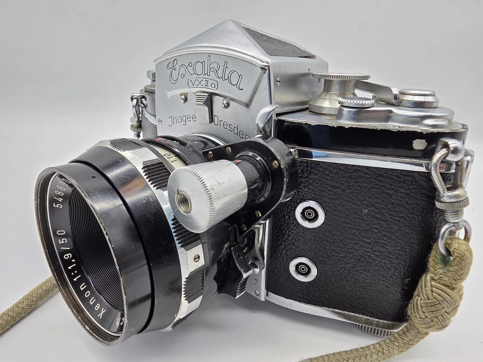Câmera Exakta VX IIa Ihagee Dresden com Lente Schneider 50, Estojo, NÃO TESTADA COMO ESTÁ - Imagem 3 de 4