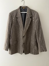 Vintage Pioneer Wear Western Blazer Mens 48 Gray Striped Rockabilly Rodeo