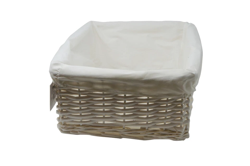 Arpan Hamper Storage Basket Large White Wicker With White Cloth Lining - Image 3 of 4