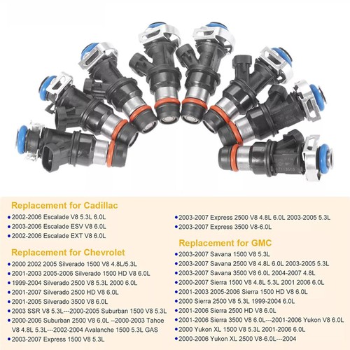 8 piezas inyectores de combustible originales para Chevy Silverado GMC 99-07 4,8/5,3/6,0 L 25317628 - Imagen 6 de 16