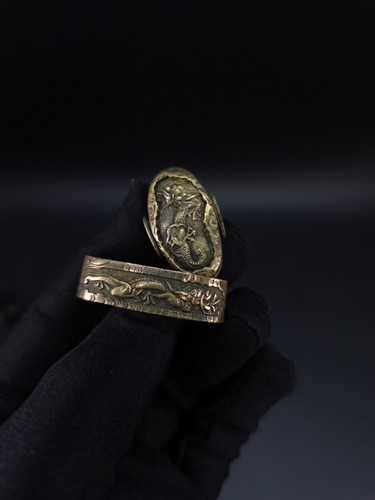 Japanese Gold Dragon Fuchi & Kashira for Wakziashi, Edo Period Antique B098