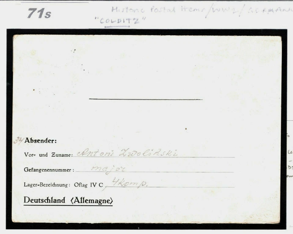GERMANY WW2 Polish Officer POW *Colditz Castle*Letter Oflag IVC 1940 Poland 71s - Image 3 of 4