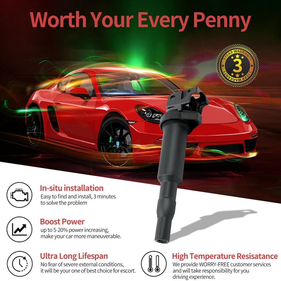 ✅ OEM 6 Ignition Coil + Iridium Spark plugs for BMW 128 335 328 528 535 X5 UF592 Foto 3 de 4