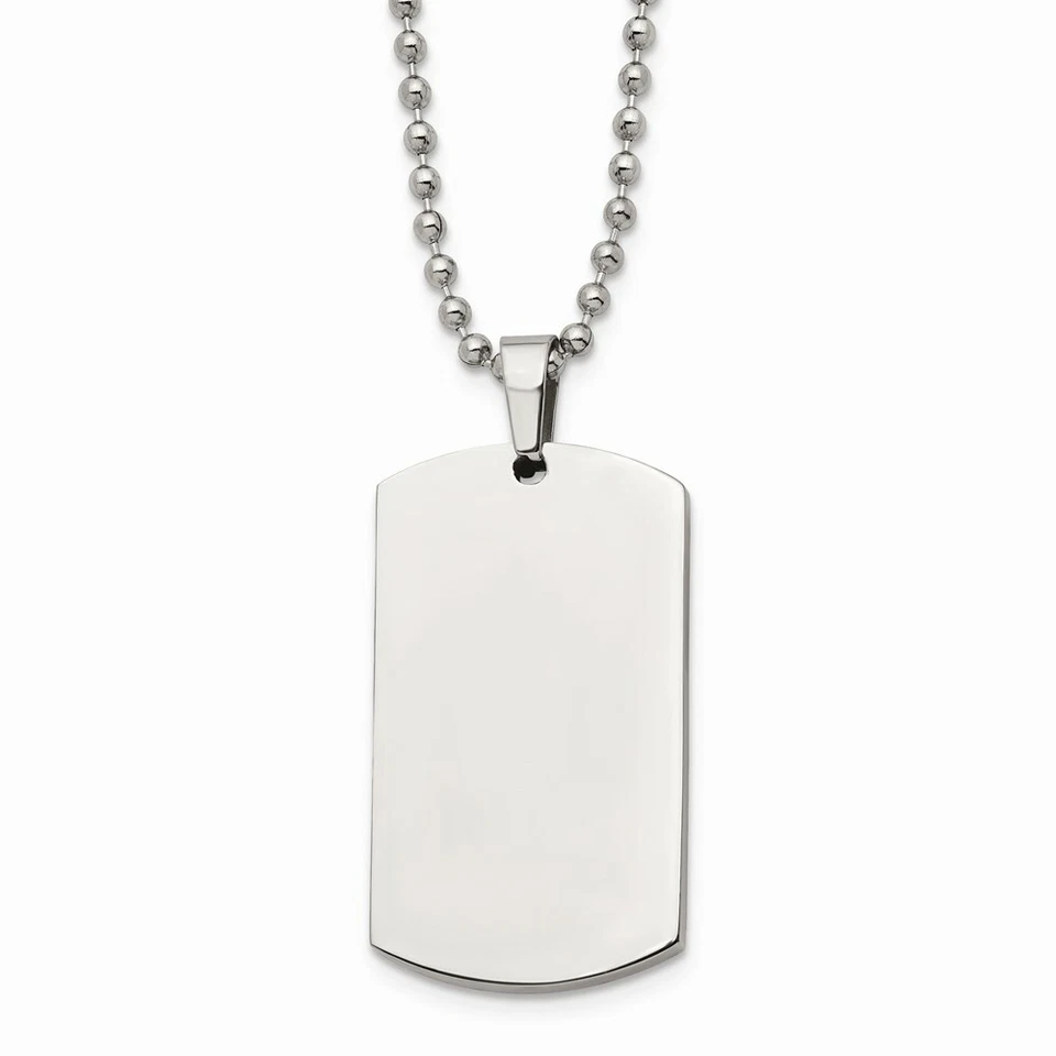 Collar de acero inoxidable cepillado y pulido borde redondeado de 4 mm de grosor con etiqueta de perro