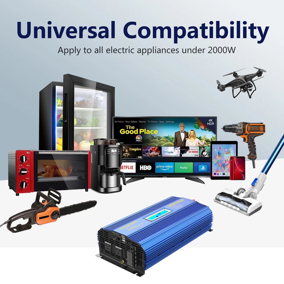 Pure Sine Wave Power Inverter 2000W/4000W 12V DC to 110V~120V AC USA Transistors - Image 4 of 4