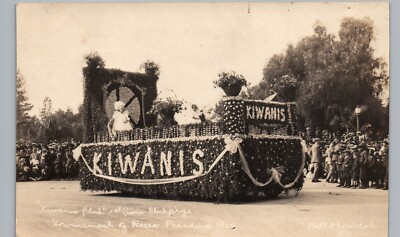 KIWANIS PARADE FLOAT pasadena ca real photo postcard rppc tournament of roses