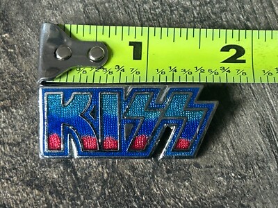 Kiss Logo Rhinestone Pin KISS Pin Badge Enamel Metal Blue Red Logo UK Clubman 1 3/4