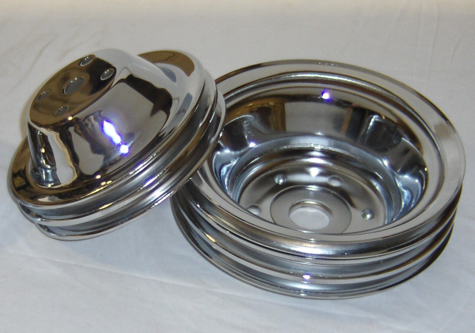 Chrome Small Block Chevy Pulley Set 3 Pulleys Long Pump SBC 283 305 350 383 400 eBay