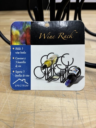 Spectrum 55110 Euro Style 5 Bottle Round Metal Wine Rack Black Brand New w/ Tag - Picture 5 of 13