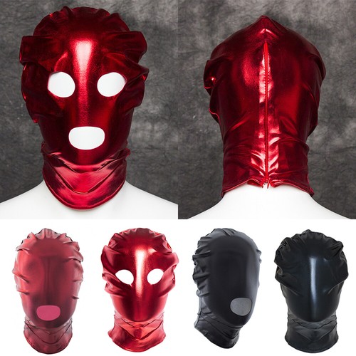 PVC Wet Leather Look Open Eye Mouth Open Head Hood, Fetish Restraint Ma ∮ - Picture 4 of 21