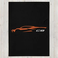 2023 vette C8 Silhouette Amplify Orange Vette Drivers Custom Throw Blanket