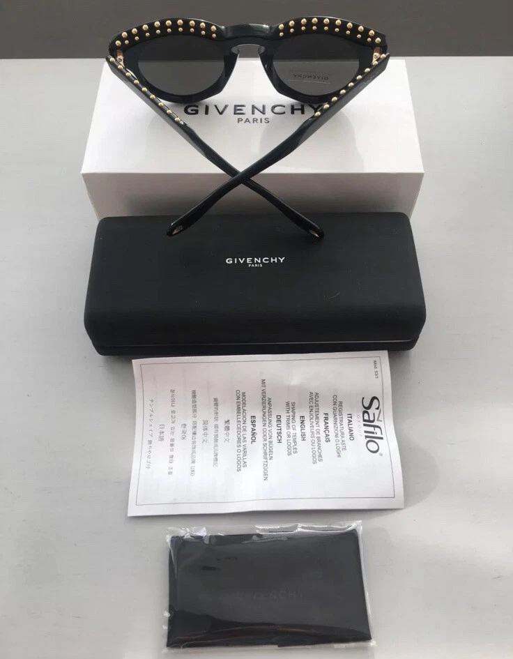 Givenchy — GIVENCHY Paris Black & Gold-tone Studded Sunglasses - Made In Italy