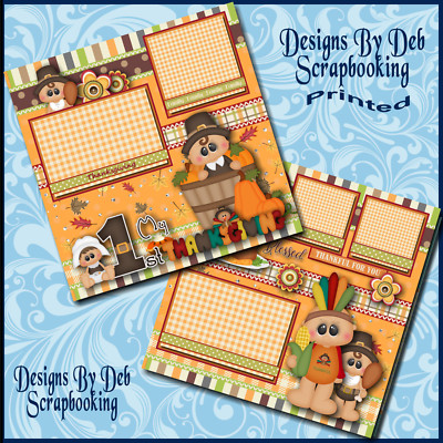 MY FIRST THANKSGIVING Premade Scrapbook Pages paper printed layout DBDS ...