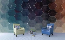 3D Gradient Hexagon Wallpaper Wall Mural Removable Self-adhesive Sticker 963