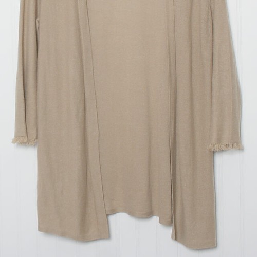 J Jill Open Long Sleeve Frayed Trim LInen Blend Tunic Cardigan Sweater Small - Picture 3 of 9