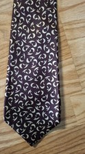 Mens DONNA KARAN NEW YORK BROWN small geometric Italian SILK NECK TIE USA made