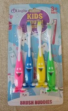 set of 4 3 soft lingito kids tooth brush buddies