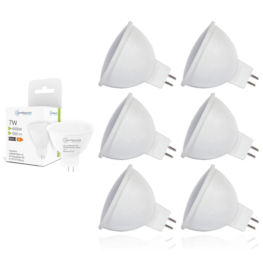 1 - 10 Set MR16 LED Strahler Spot Lampe 7W 12V GU5.3 Leuchtmittel Kaltweiß - Bild 3 von 4