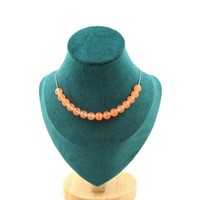 Steine Und MinéRaux. Halskette 15 Perlen Chalcedon Orange 8 Mm. Kette Stahl
