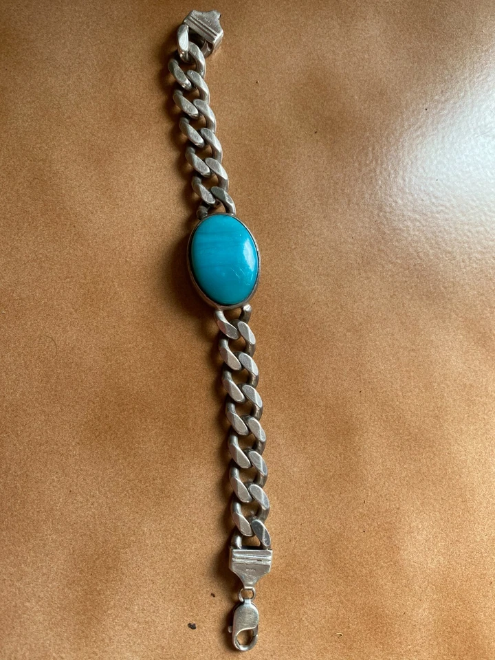 绿松石和纯银链式手链斯里兰卡制造 — 第 3/4 张图片