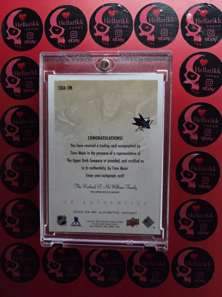 2022-23 Timo Meier SP Authentic UD Authentics Auto #UDA-TM San Jose Sharks UD - Image 2 of 2