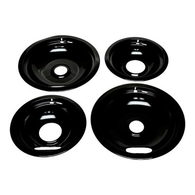 Range Stove Black Drip Pan Set 4 Pack for Whirlpool W10288051 2 Large 2 Small