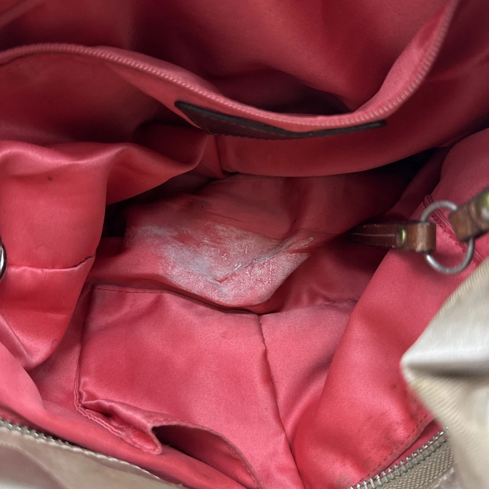 Y2K vintage Coach Carly Signature Khaki Canvas & Brown Leather Shoulder Bag - Image 4 of 4