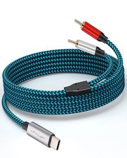USB C to RCA Audio Cable, Type C 2 Male Stereo 6.6 ft, Blue black