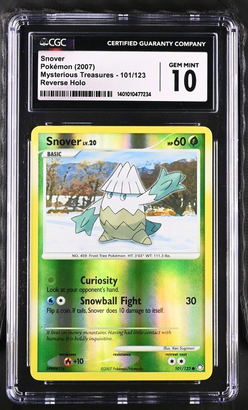 CGC 10 GEM MINT Snover 101/123 Reverse Holo Pokemon Mysterious Treasures POP 3