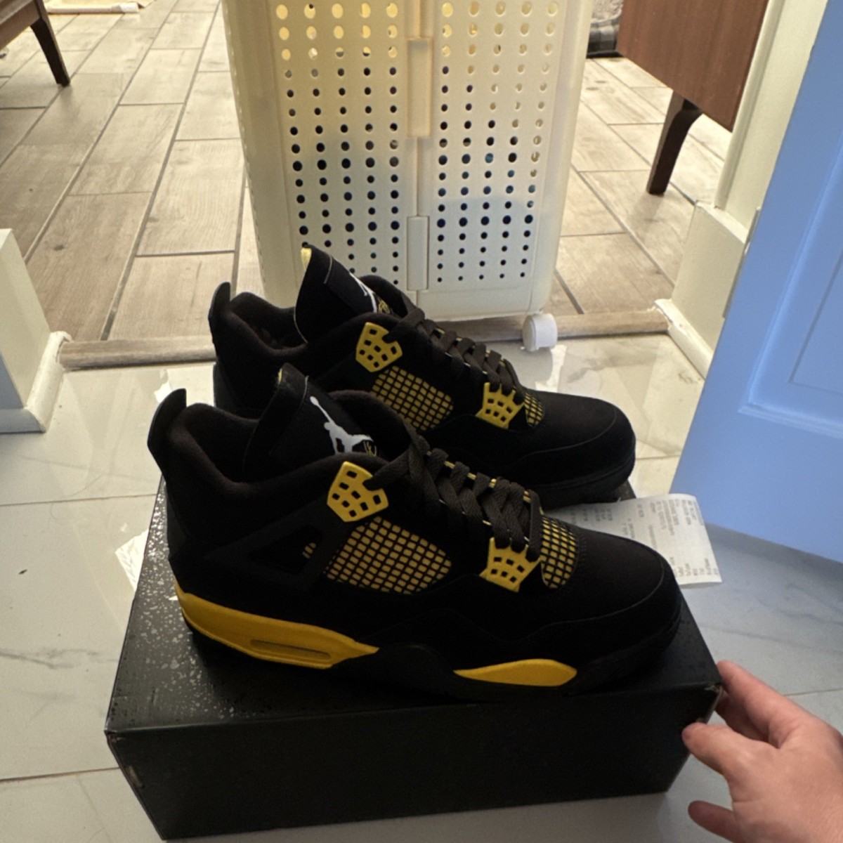 Jordan Air Jordan 4 Retro LS Thunder Black Yellow Men Athletic 