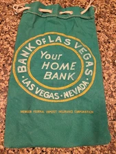 Vintage Green Bank Of Las Vegas, Nevada - Drawstring Money Bag