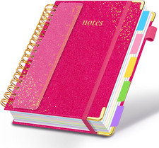 Hardcover Spiral Notebook with Tabs  Dividers, 8.5"X11" 5 Subject  300 Pages