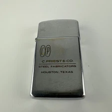 Zippo Vintage 1968 Slim C. Priest & Co Steel Fabricators Texas Loose Hinge
