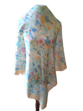 Vintage Elaine Gold 31" Floral square Silk Scarf