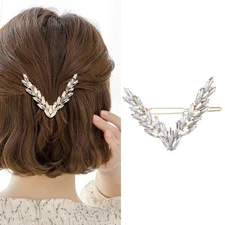 1Pcs Luxury Shining Crystal Hair Clip For Women Korean V Shape Buckle Hairpins