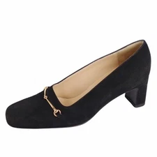 Vintage Gucci PUMPS Horsebit Suede Leather Heels Shoes 35C Used MOLO-0