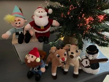 Lot of 6 vintage Prestige toy co Rudolph plush character Christmas ornaments