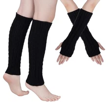 Leg Warmers Arm Warmers Knee Warmers 2Pcs Include Leg Warmer and One Size Black