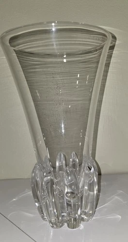 STUNNING VTG STEUBEN Crystal Lotus Vase By GEORGE THOMPSON 10"H SIGNED