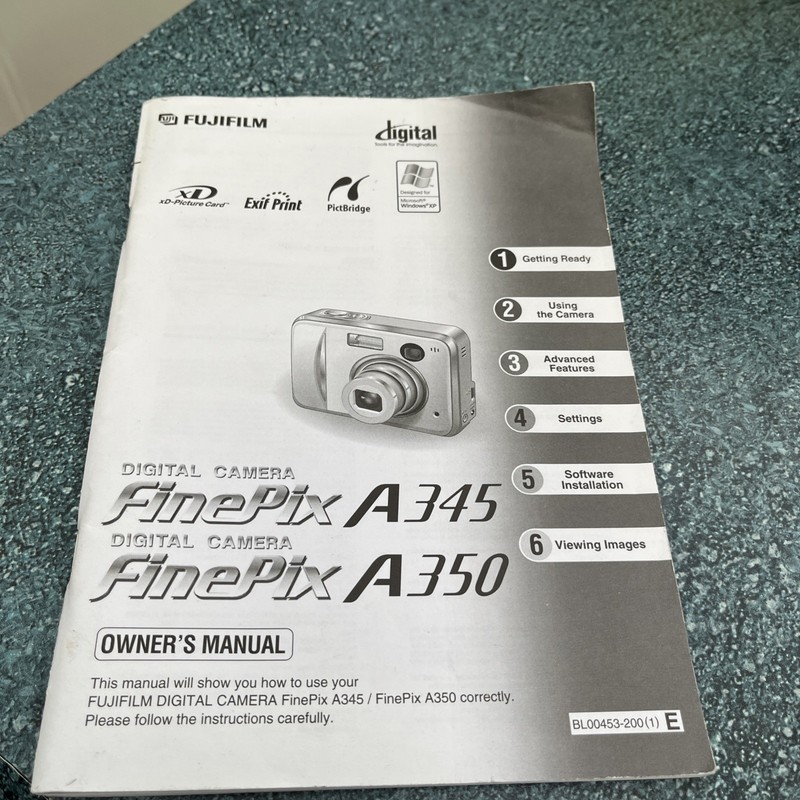 Fujifilm FinePix A345 A350 Digital Camera Owners Manual / Instructions ONLY