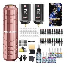 POSEIDON Tattoo Pen Kit, Cordless Tattoo Gun Set Tattoo Kit with 2Pcs Battery...