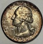 1956-D Washington Quarter, Gem BU, Mint Set Crusty Toning, Silver