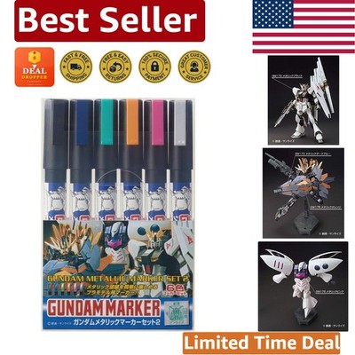 Gundam Metallic Marker Set 2 - 6 Chisel Point Permanent Markers in Bold Colors