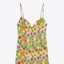 Zara 70s floral mini dress s