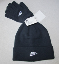 New Youth Boy's 8-20 Nike Club Acrylic Winter Hat Beanie  Gloves Set Navy 24