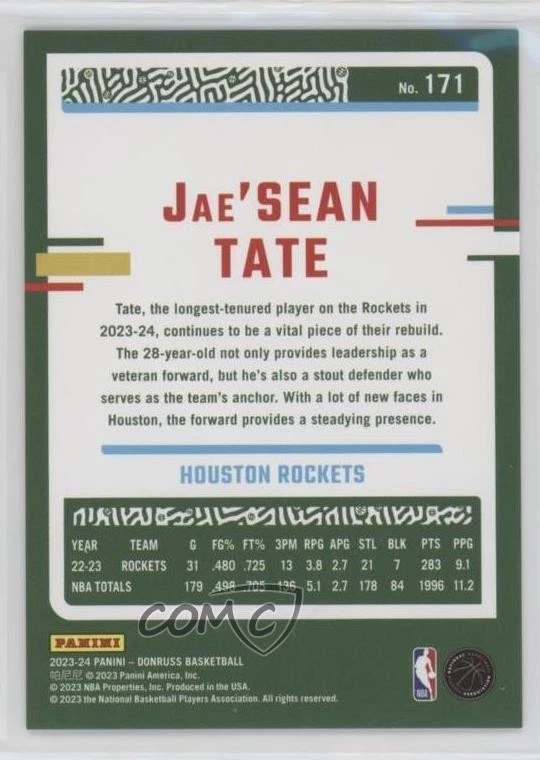 2023-24 Panini Donruss Holo Gold Laser /10 Jae'Sean Tate #171 - Image 2 of 2