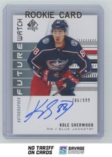2019-20 SP Authentic Future Watch Auto Kole Sherwood /999 #177 Columbus Blue